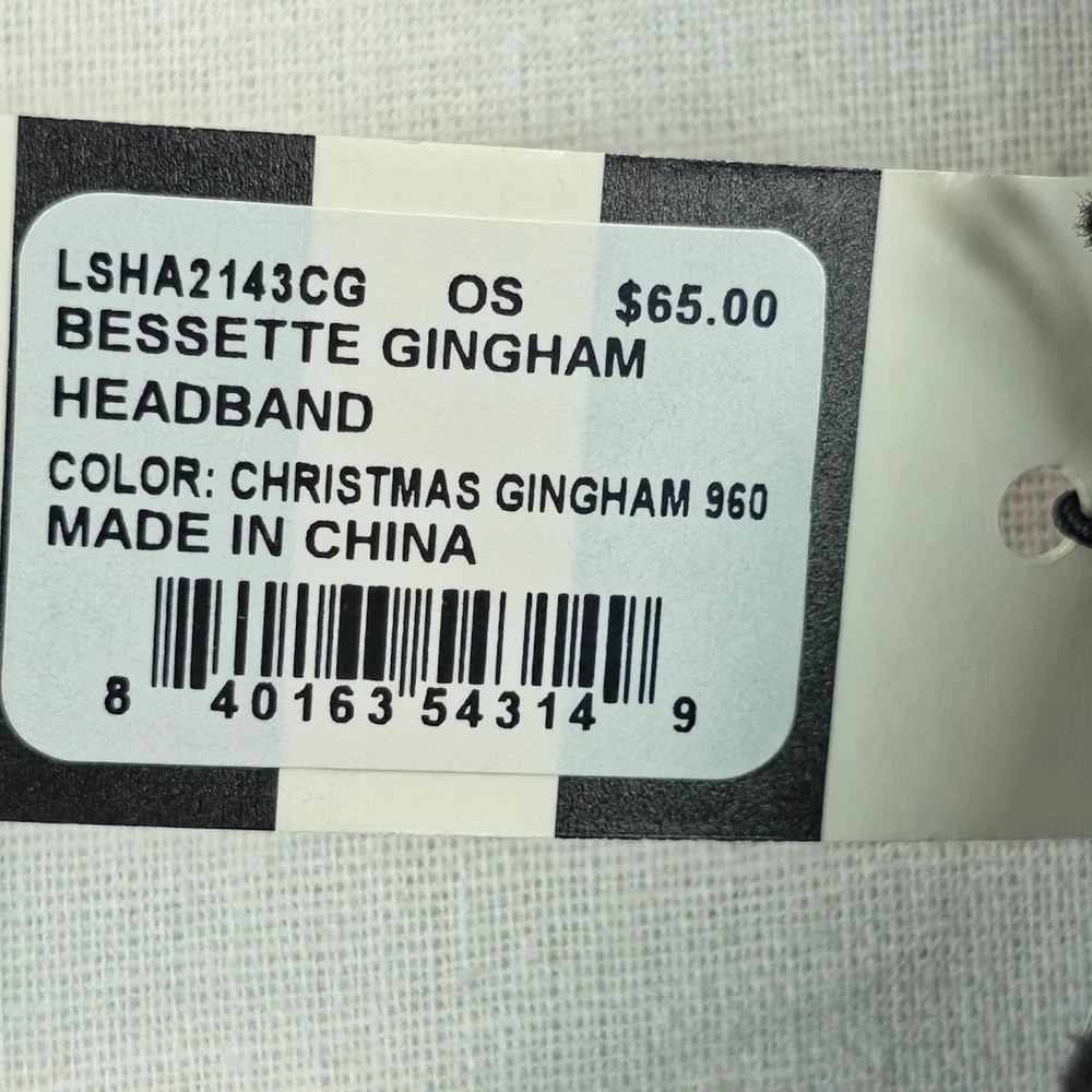 Lele Sadoughi Women Bessette Headband OS Christmas Gingham Holiday Accessory NWT